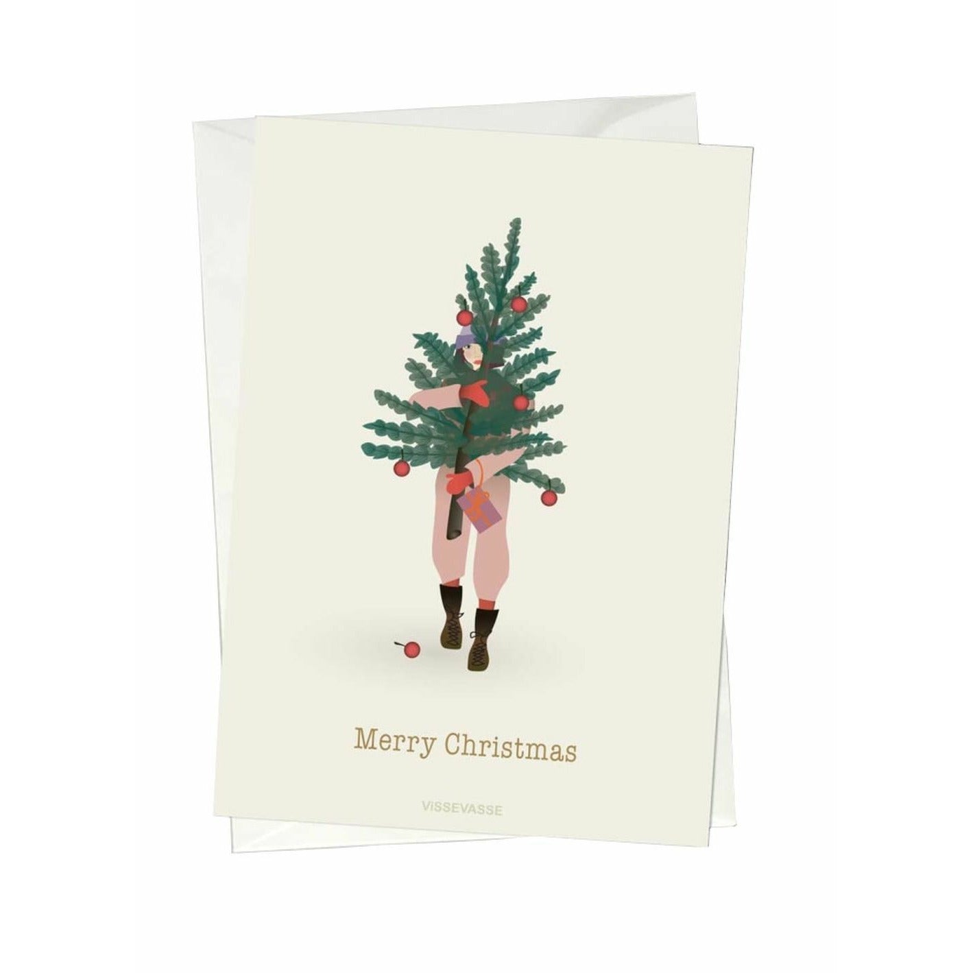 Vissevasse Veselé vánoční strom a dívka Pozřební karta, A6