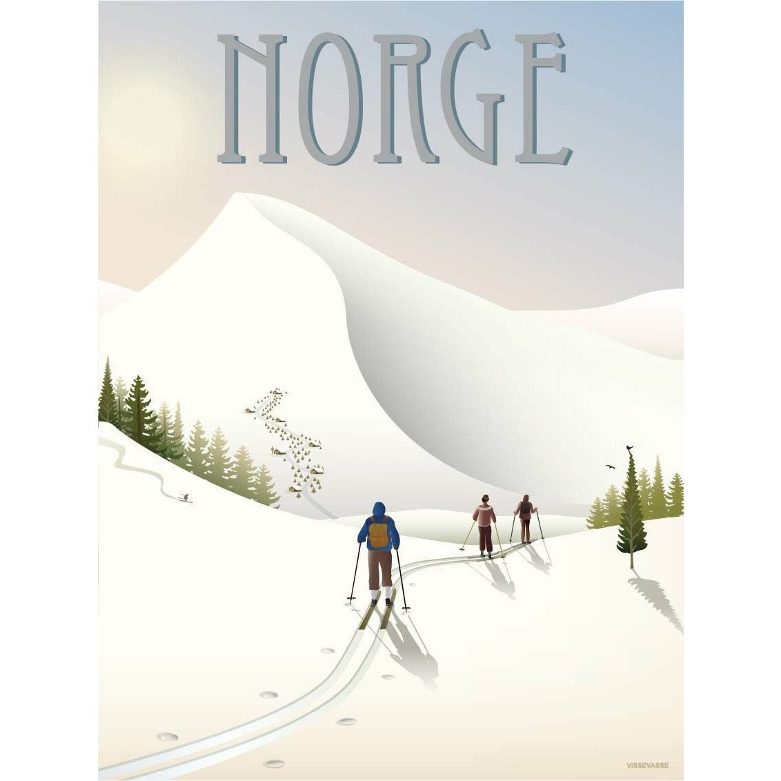 Vissevasse Norway 'Cross Country Skiing' Poster, 15x21 Cm