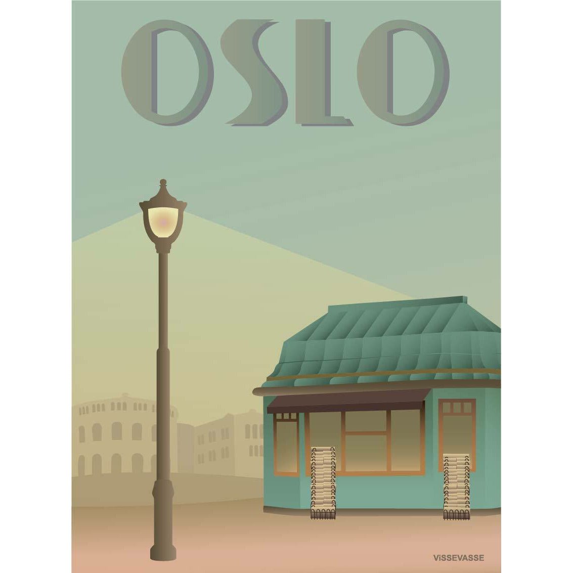 Vissevasse Oslo Newsstand plakát, 30 x40 cm