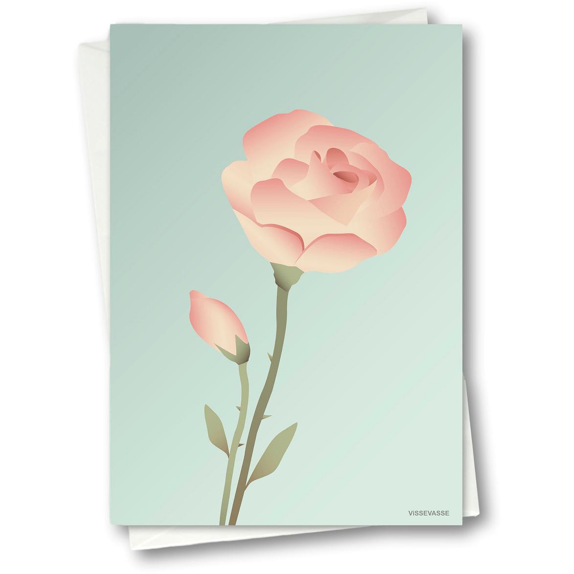 Vissevasse Rose Greeting Card 15 X21 Cm, Mint