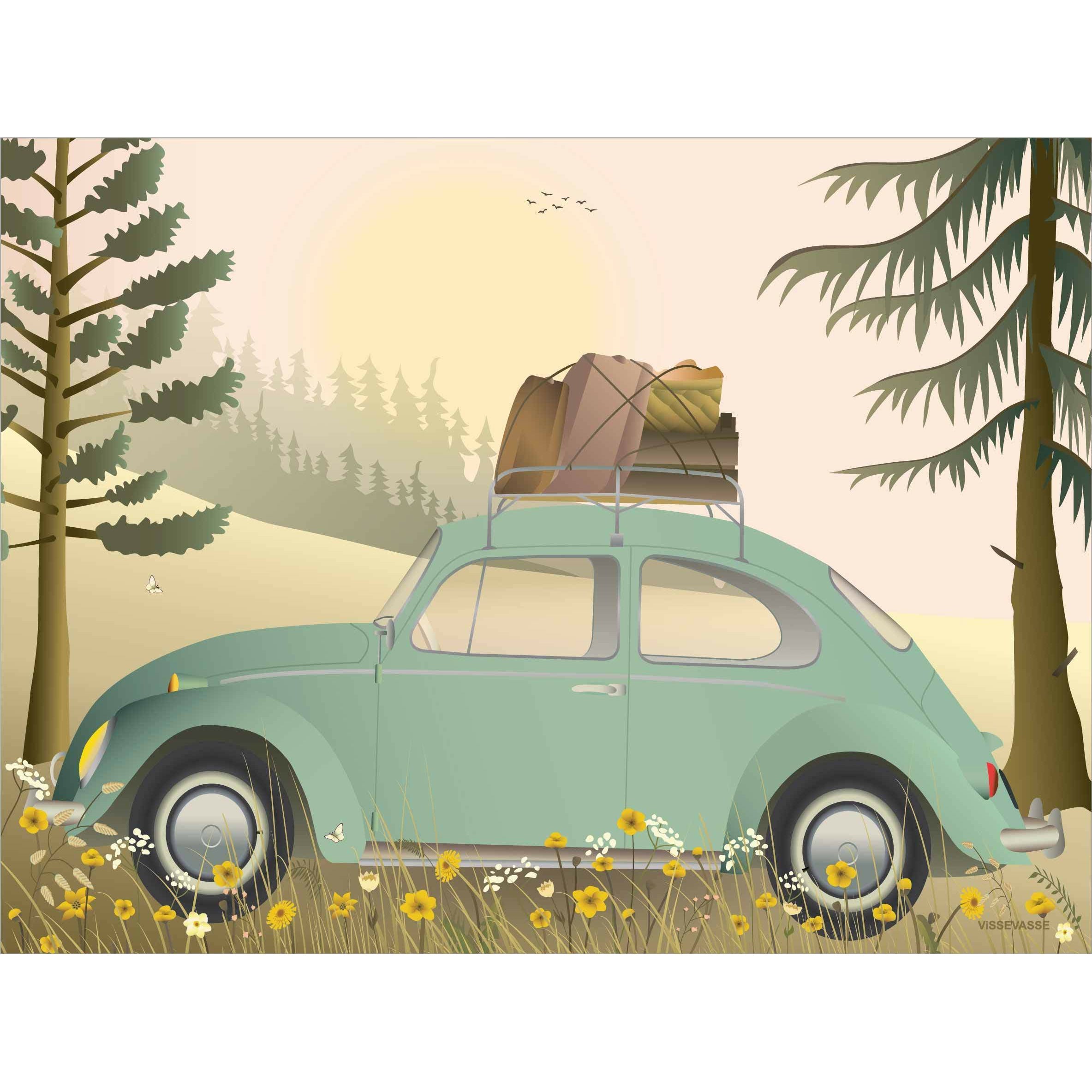 Vissevasse VW Beetle Green plakát, 30 x40 cm