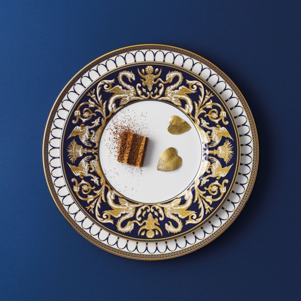 Wedgwood Renaissance Gold Florentine Accent Plate 23 cm, bílá/modrá