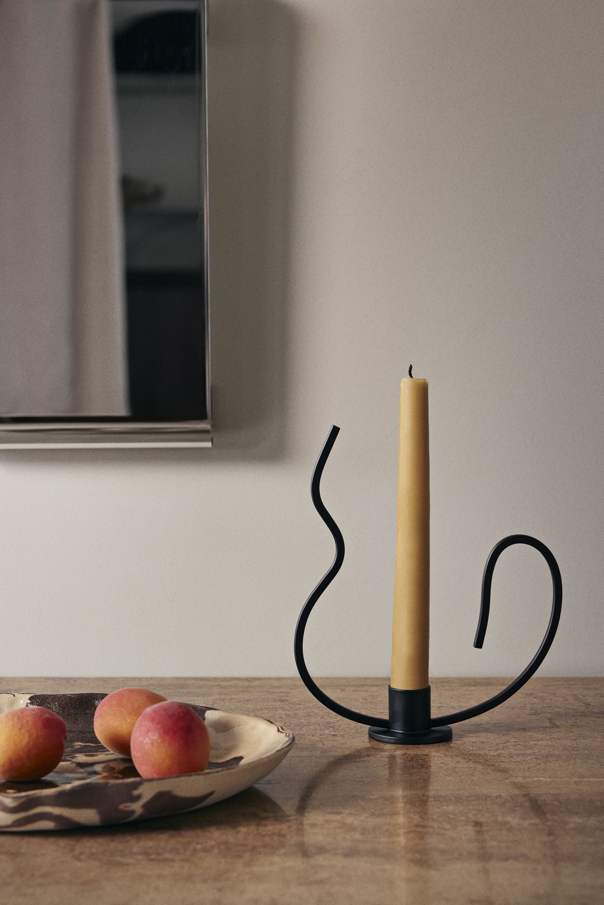 Ferm Living Valse Candle Holder, Low, Black