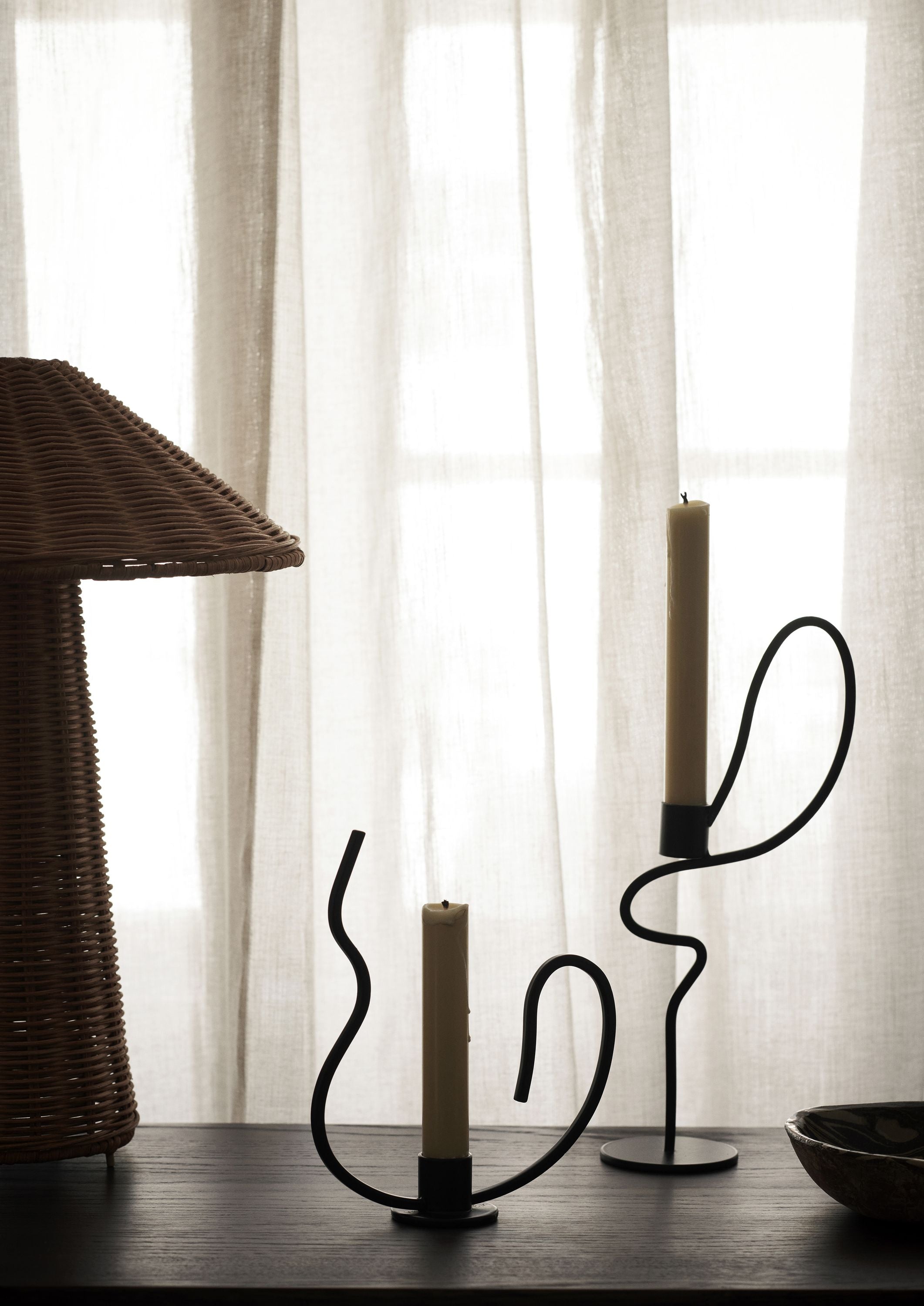 Ferm Living Valse Candle Holder, Low, Black